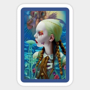 Creepy Cute Surreal Blonde Girl Sticker